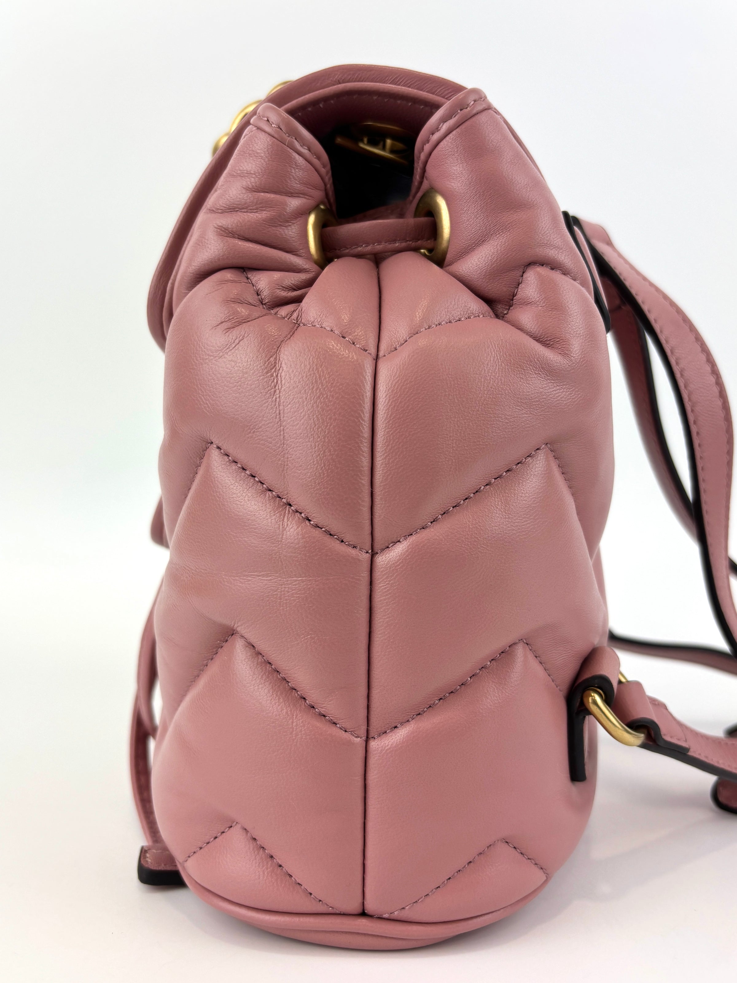 GG Marmont Lambskin Mini Backpack in Dusty Carmine Rose - Glampot