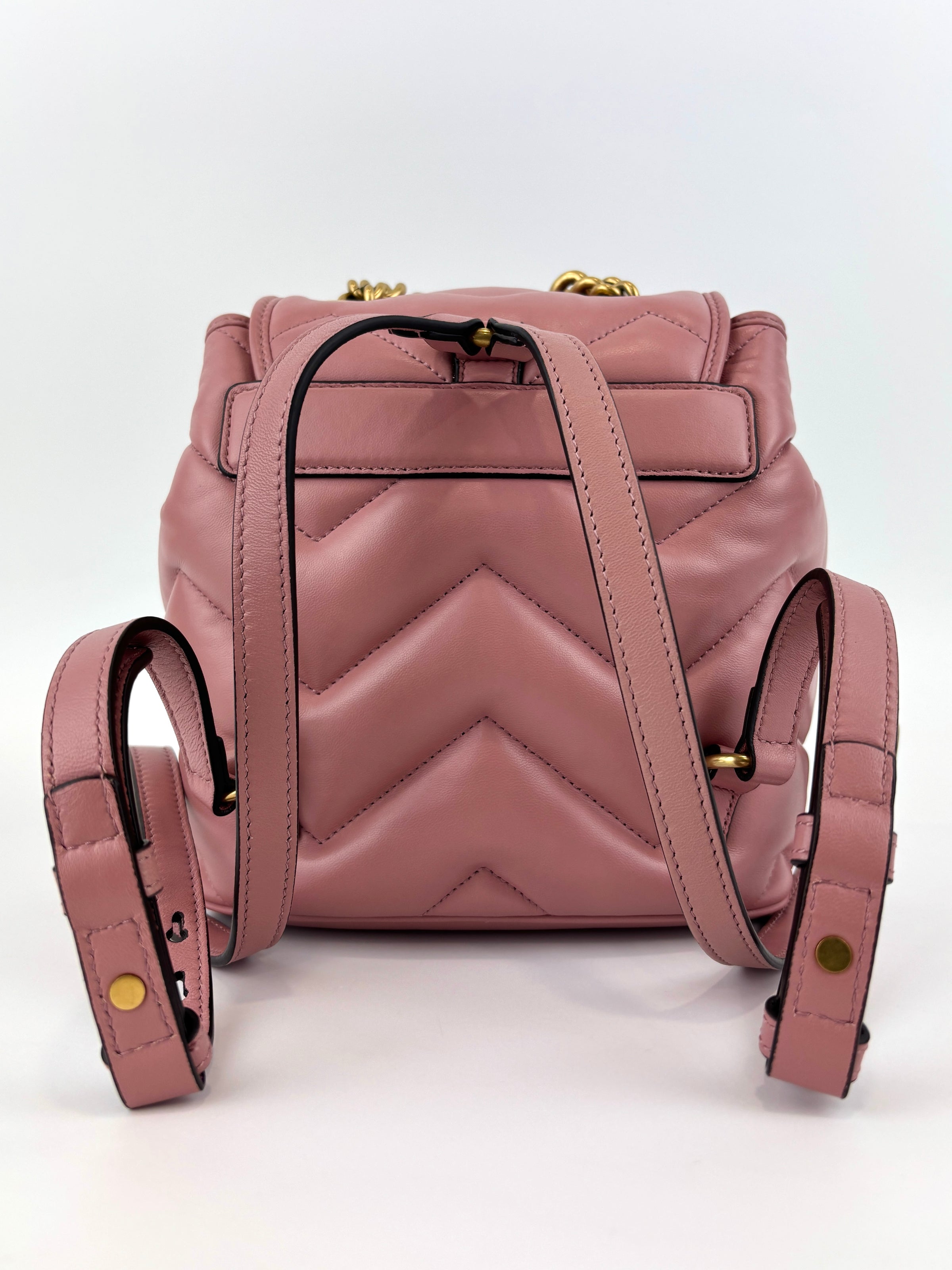 gucci mini backpack pink Gucci GG Marmont Lambskin Mini Backpack Dusty Carmine Rose – Glampot