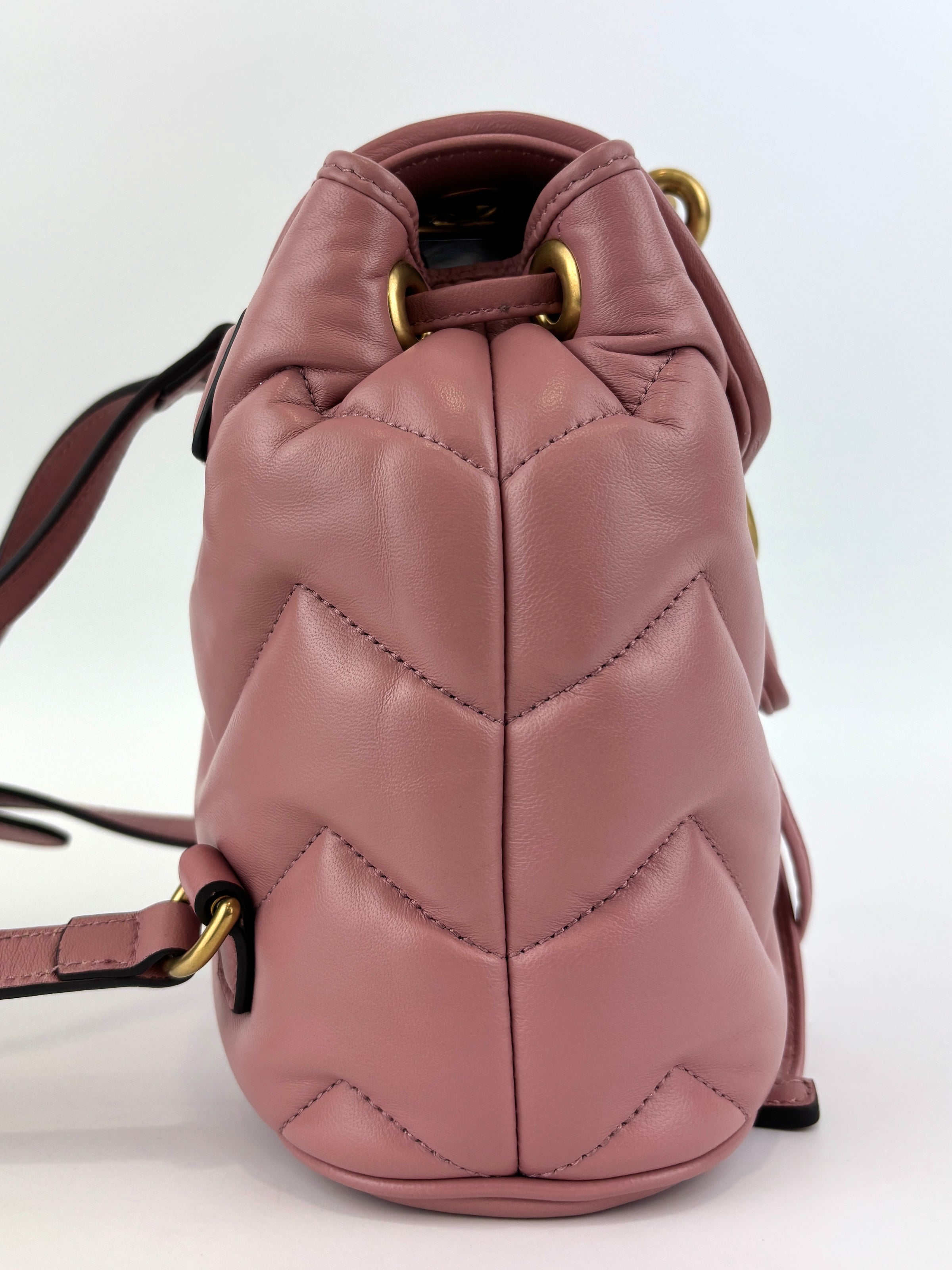 GG Marmont Lambskin Mini Backpack in Dusty Carmine Rose - Glampot