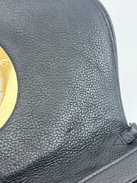 Tory Burch Amanda Logo Clutch Black Pebbled Leather with Chain