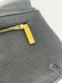 Tory Burch Amanda Logo Clutch Black Pebbled Leather with Chain