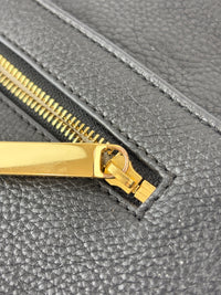Tory Burch Amanda Logo Clutch Black Pebbled Leather with Chain