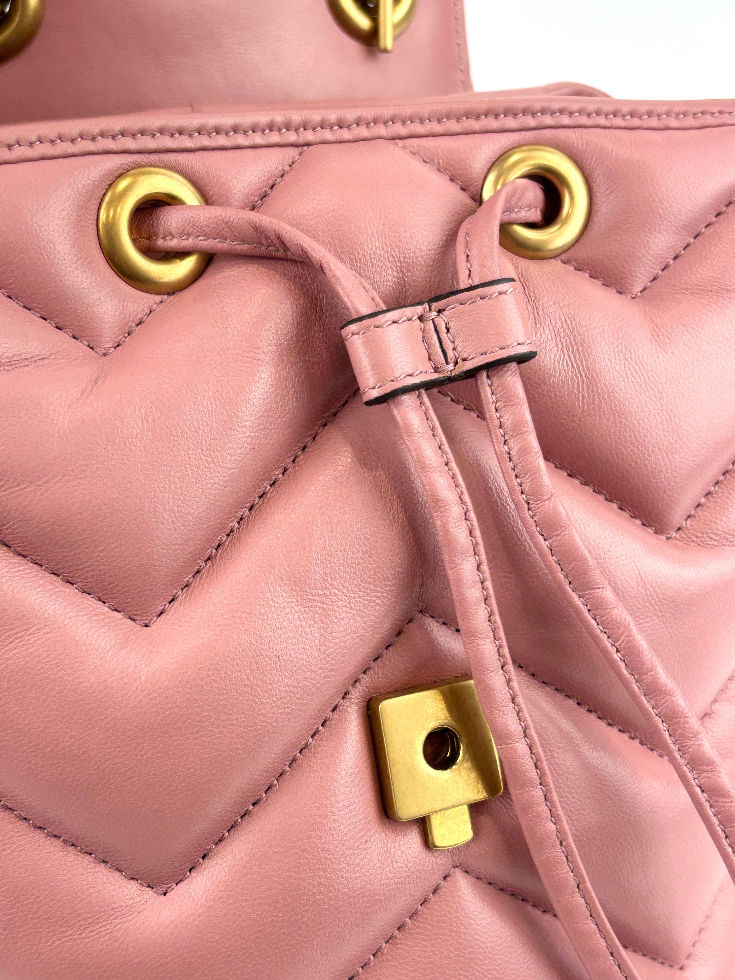GG Marmont Lambskin Mini Backpack in Dusty Carmine Rose - Glampot