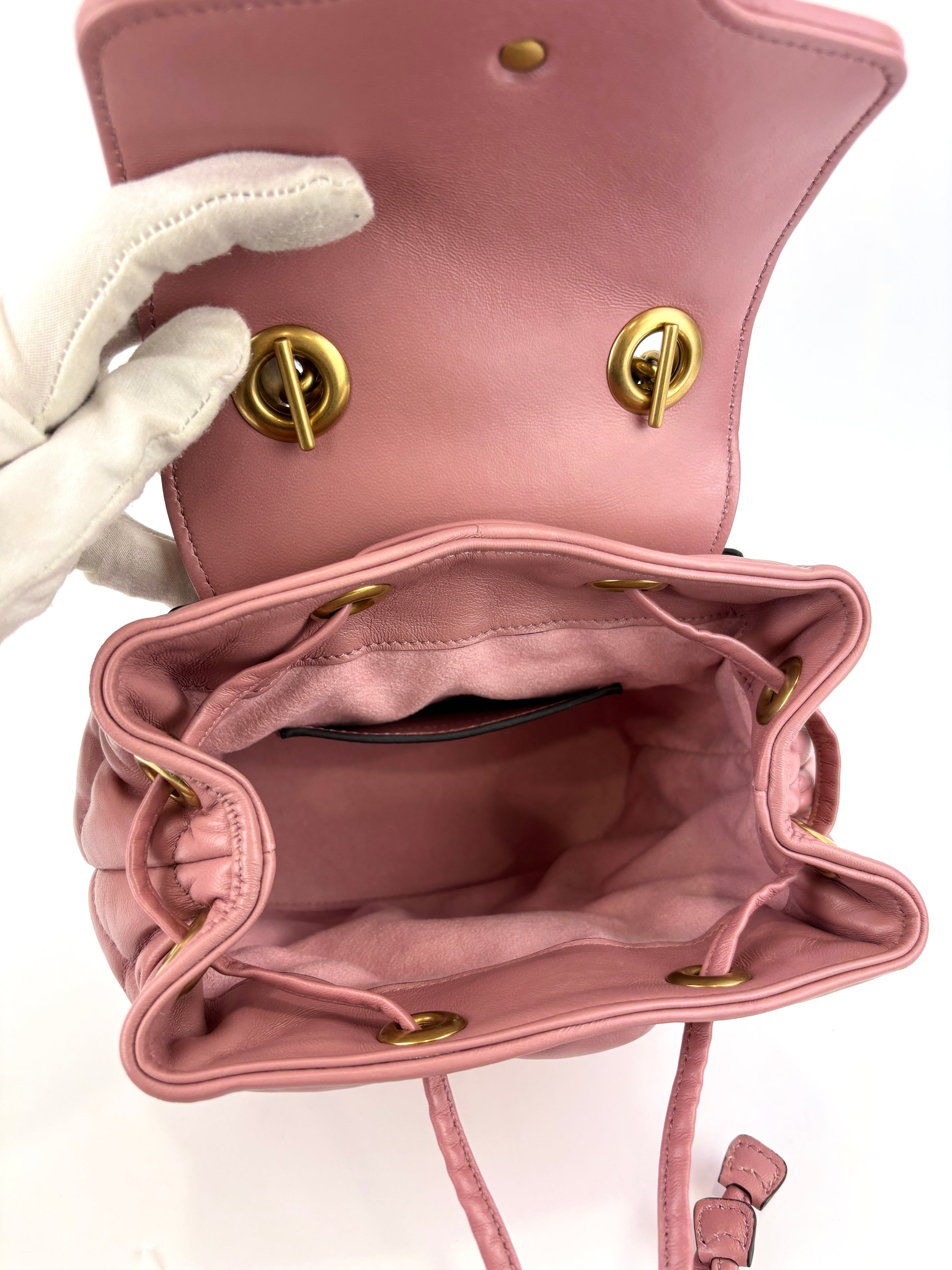 GG Marmont Lambskin Mini Backpack in Dusty Carmine Rose - Glampot