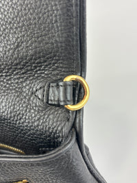 Tory Burch Amanda Logo Clutch Black Pebbled Leather with Chain
