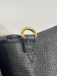 Tory Burch Amanda Logo Clutch Black Pebbled Leather with Chain