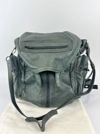 Alexander Wang Forest Green Washed Lambskin Large Marti Convertible Backpack with Matte Black Hardware