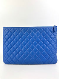 Large O Case Zip Pouch in Blue Caviar RHW - Glampot