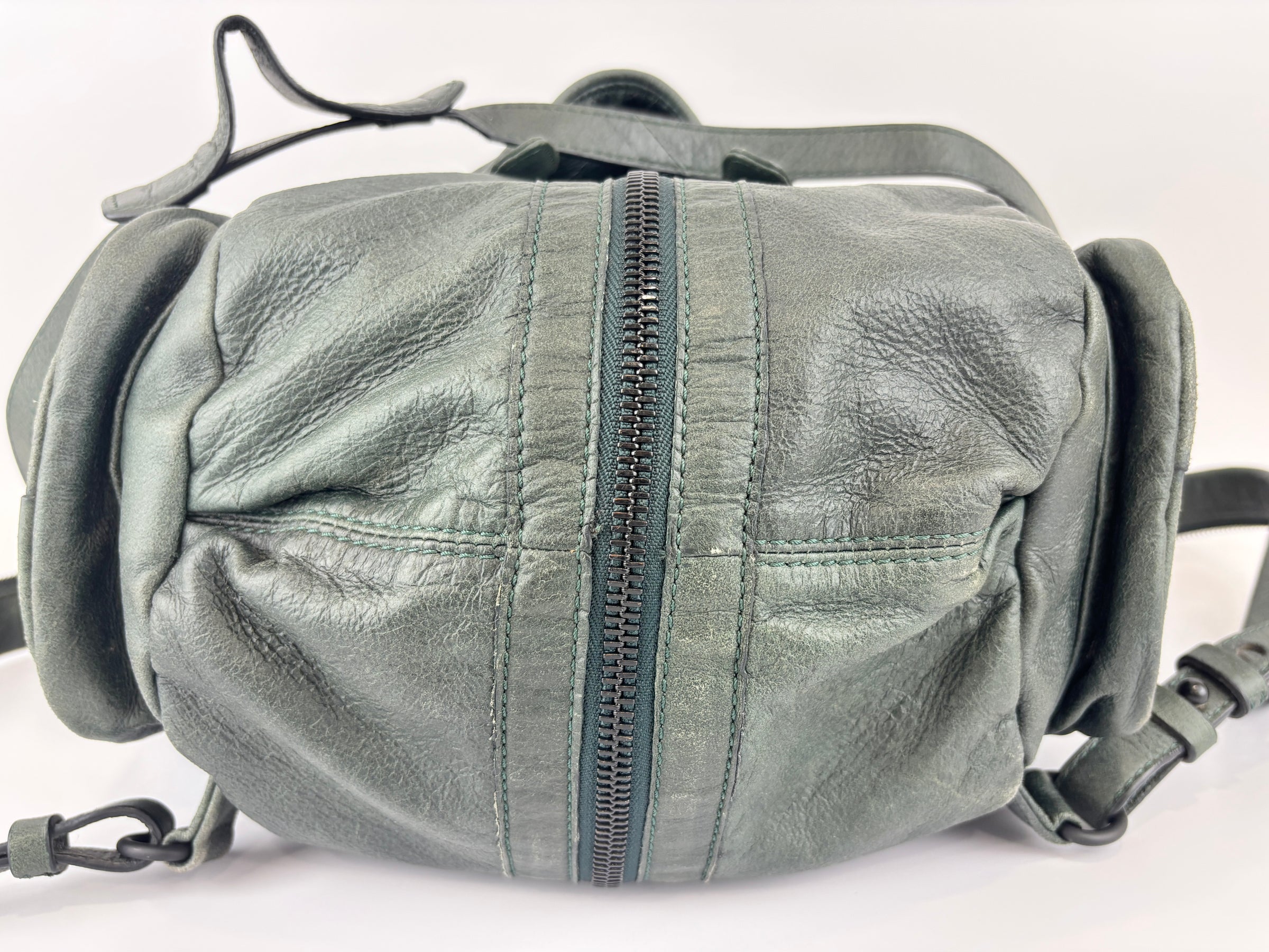 Alexander Wang Forest Green Washed Lambskin Large Marti Convertible Backpack with Matte Black Hardware