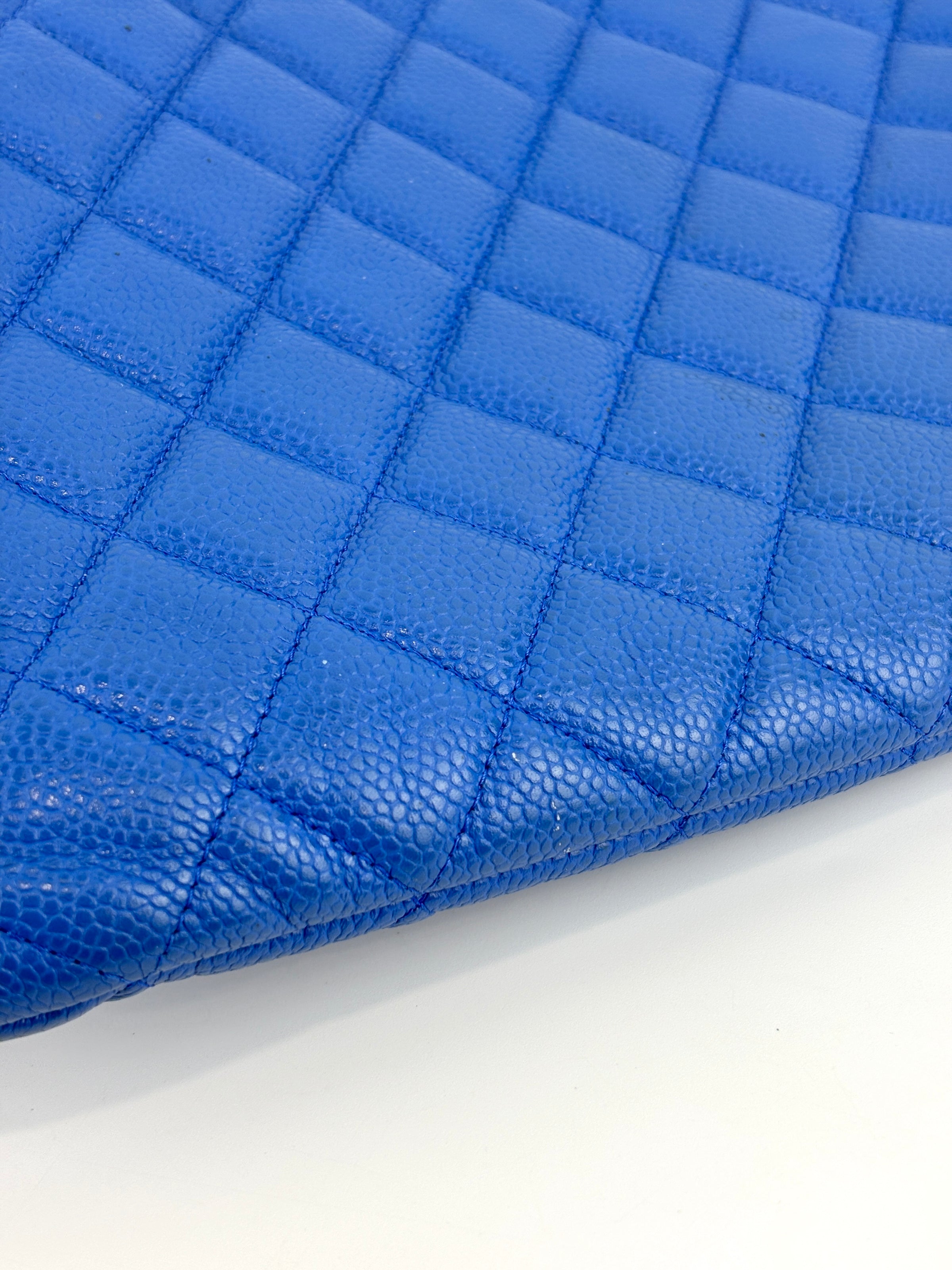 Large O Case Zip Pouch in Blue Caviar RHW - Glampot