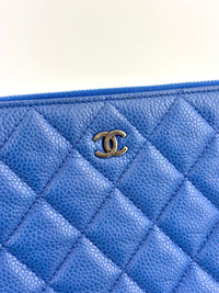Large O Case Zip Pouch in Blue Caviar RHW - Glampot