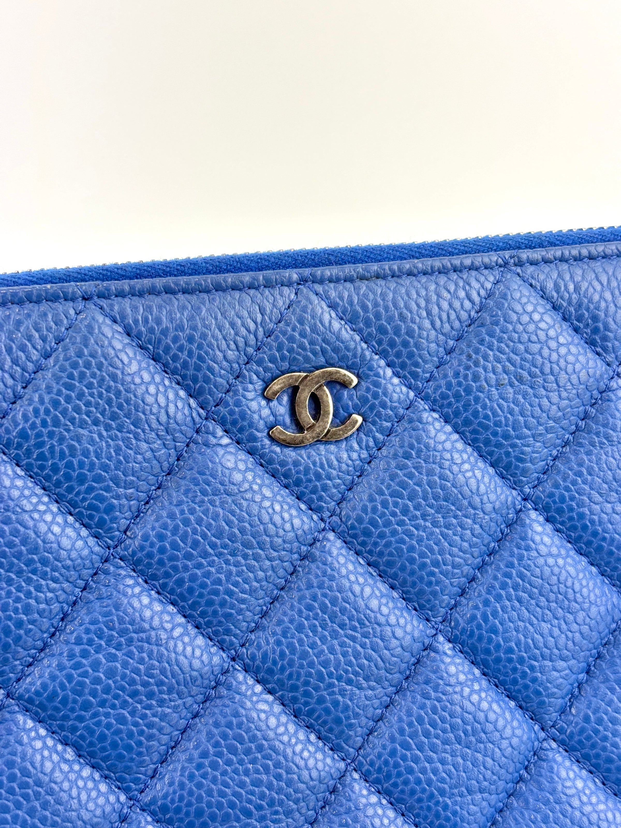 Large O Case Zip Pouch in Blue Caviar RHW - Glampot
