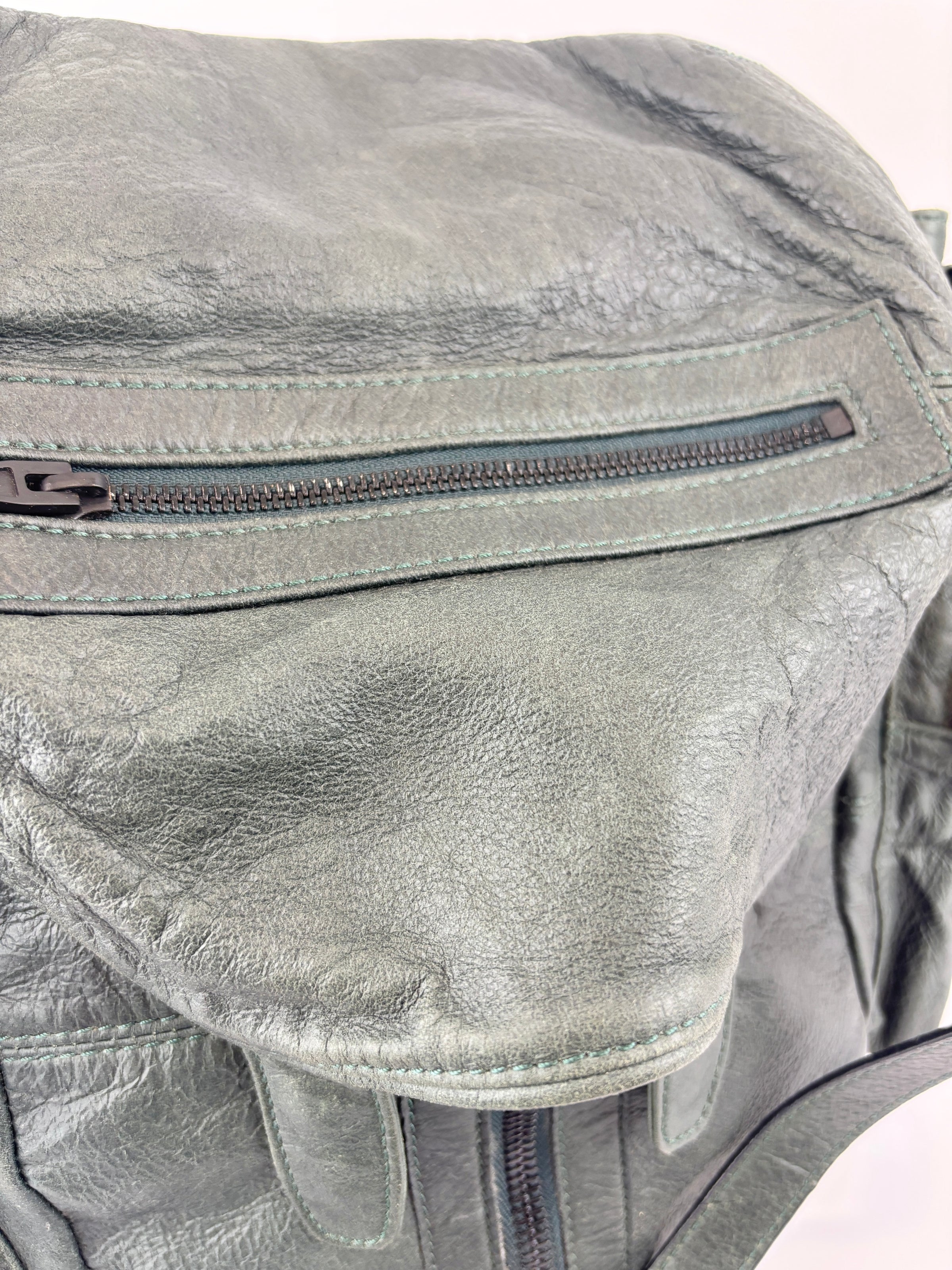Alexander Wang Forest Green Washed Lambskin Large Marti Convertible Backpack with Matte Black Hardware