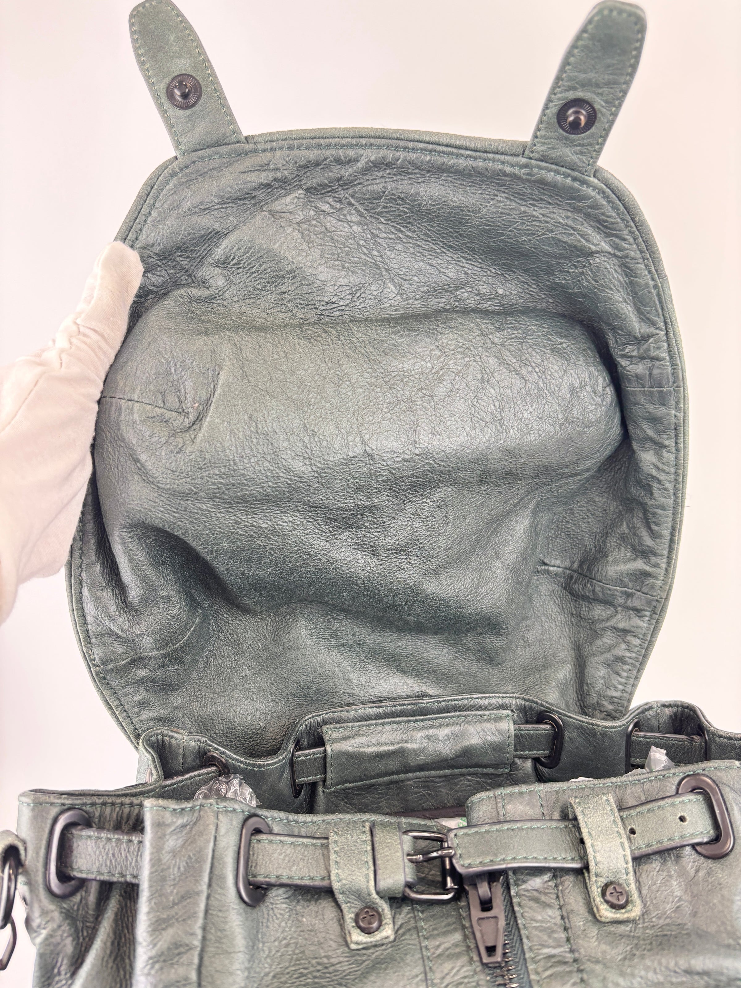 Alexander Wang Forest Green Washed Lambskin Large Marti Convertible Backpack with Matte Black Hardware