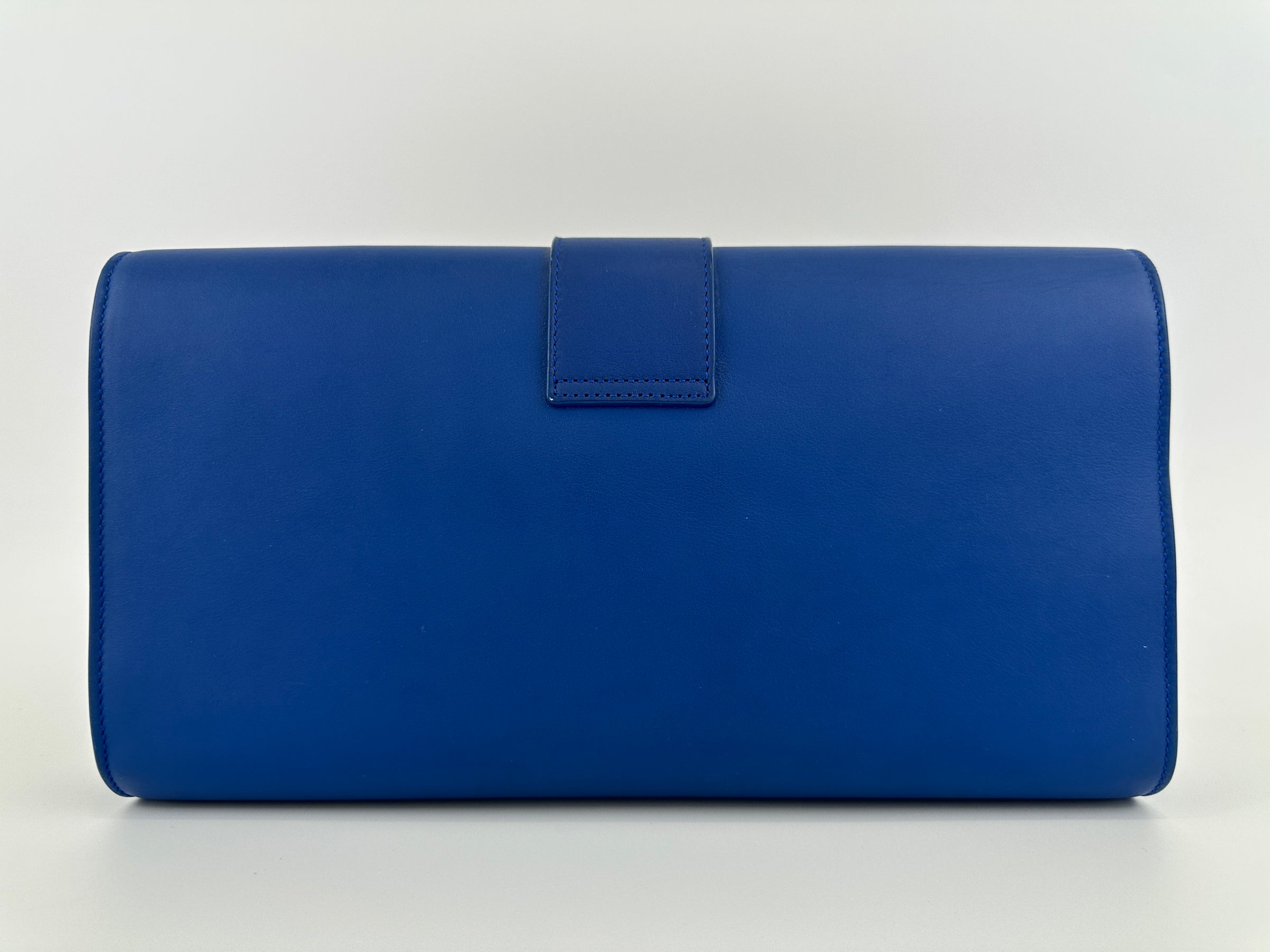 311213 Chyc Y Ligne Blue Calfskin Leather Clutch