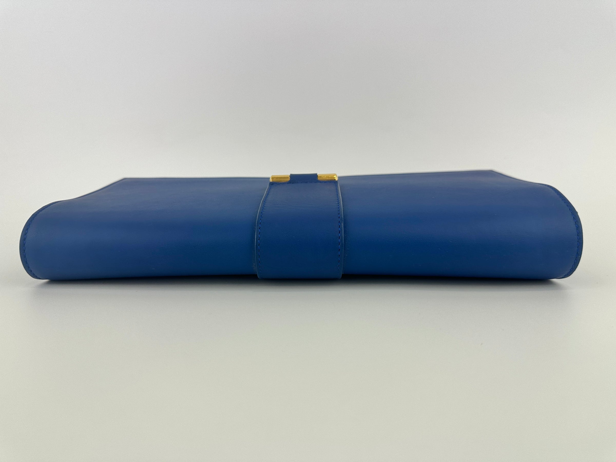 311213 Chyc Y Ligne Blue Calfskin Leather Clutch