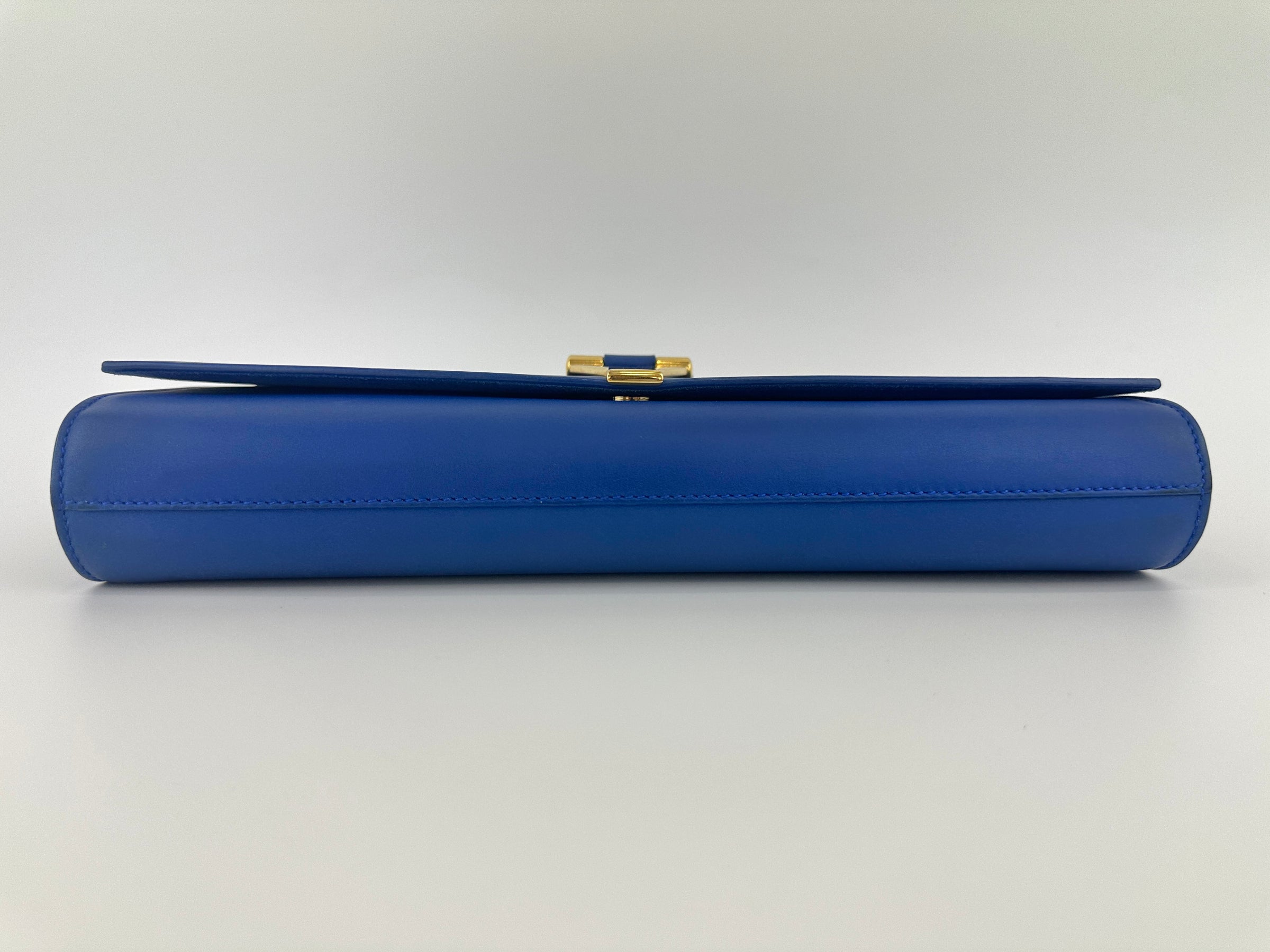 311213 Chyc Y Ligne Blue Calfskin Leather Clutch
