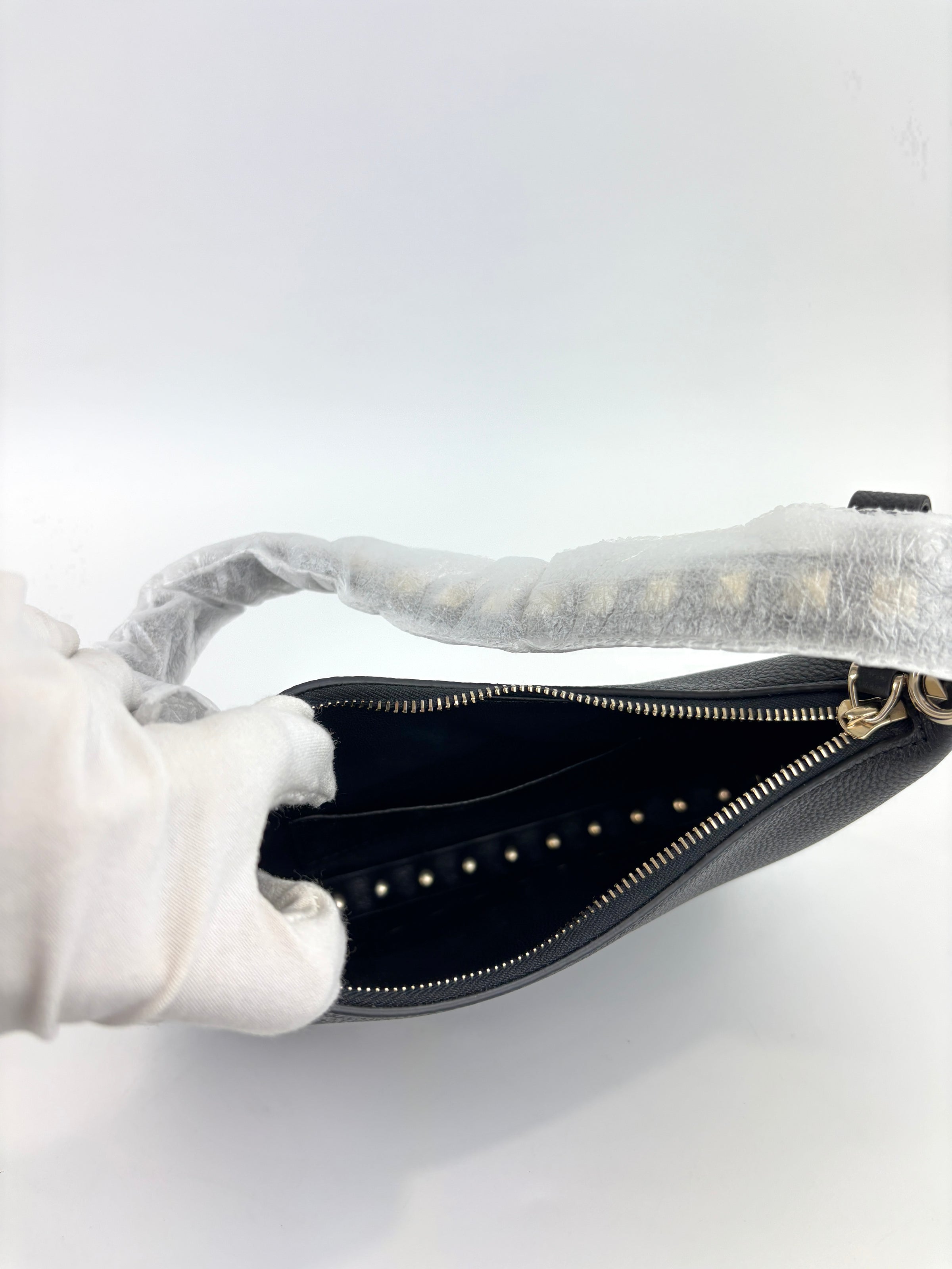 Mini Hobo Rockstud Black Shoulder Bag - Glampot