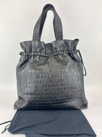 Chanel Black Embossed Calfskin Leather Unlimited Line Drawstring Tote