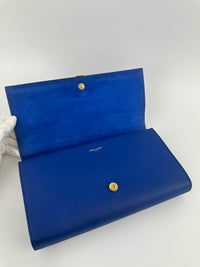 311213 Chyc Y Ligne Blue Calfskin Leather Clutch