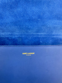311213 Chyc Y Ligne Blue Calfskin Leather Clutch