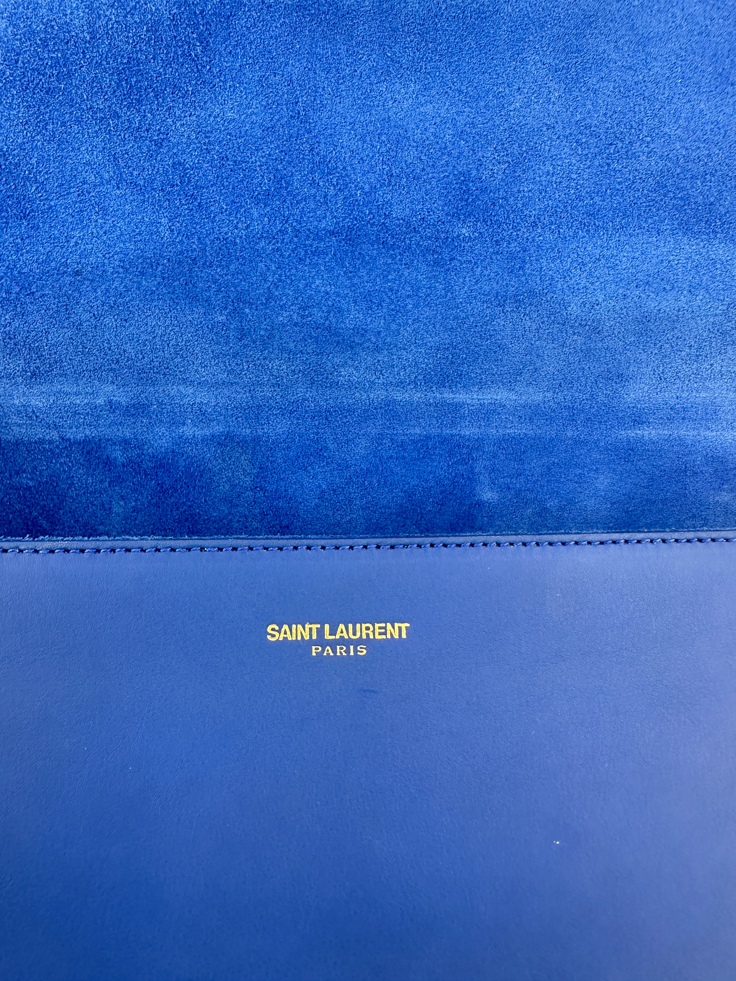 311213 Chyc Y Ligne Blue Calfskin Leather Clutch