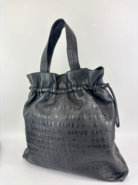 Chanel Black Embossed Calfskin Leather Unlimited Line Drawstring Tote