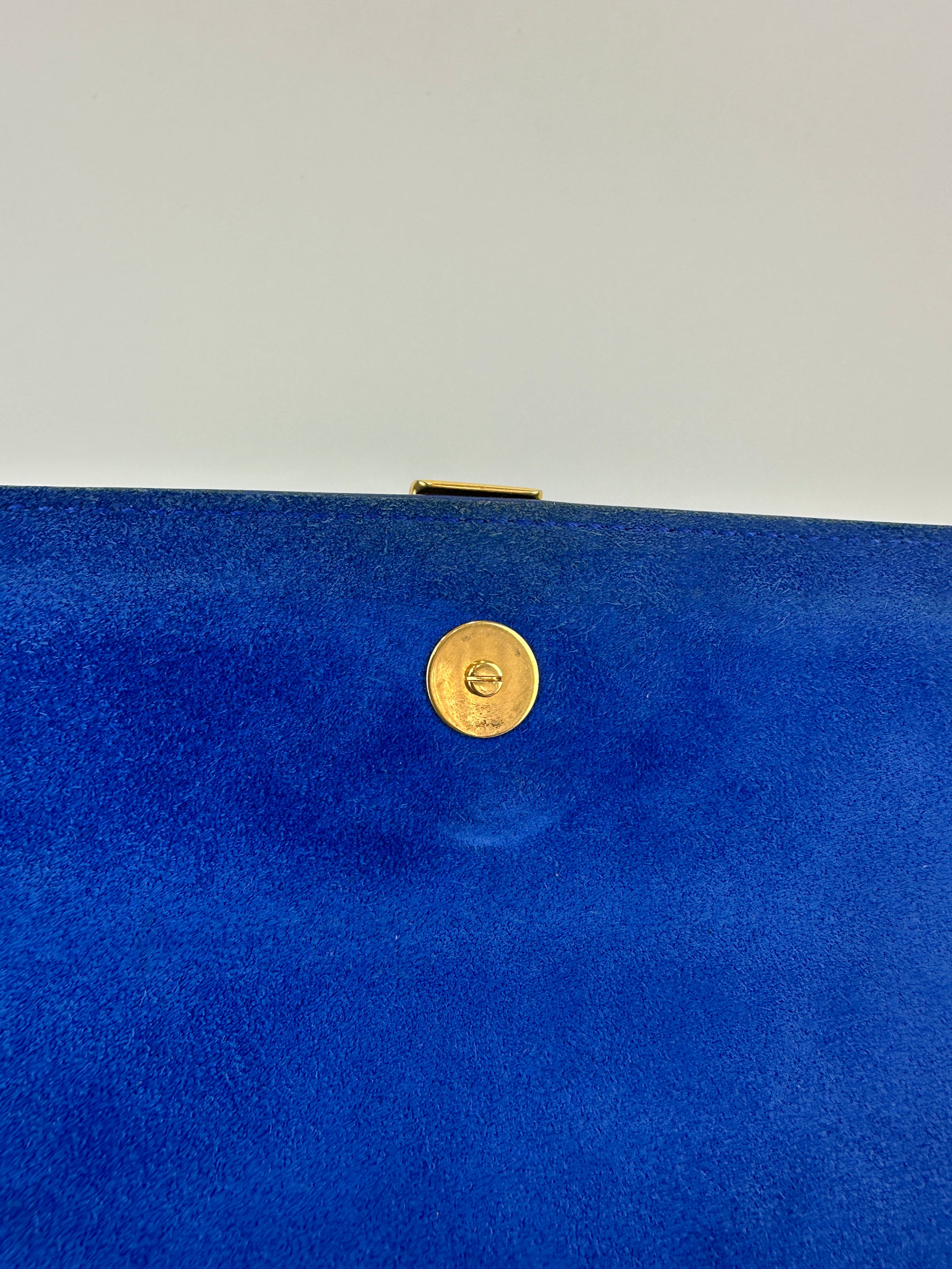 311213 Chyc Y Ligne Blue Calfskin Leather Clutch