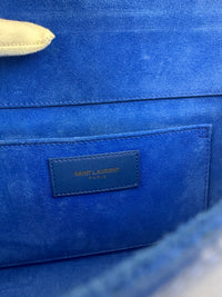 311213 Chyc Y Ligne Blue Calfskin Leather Clutch