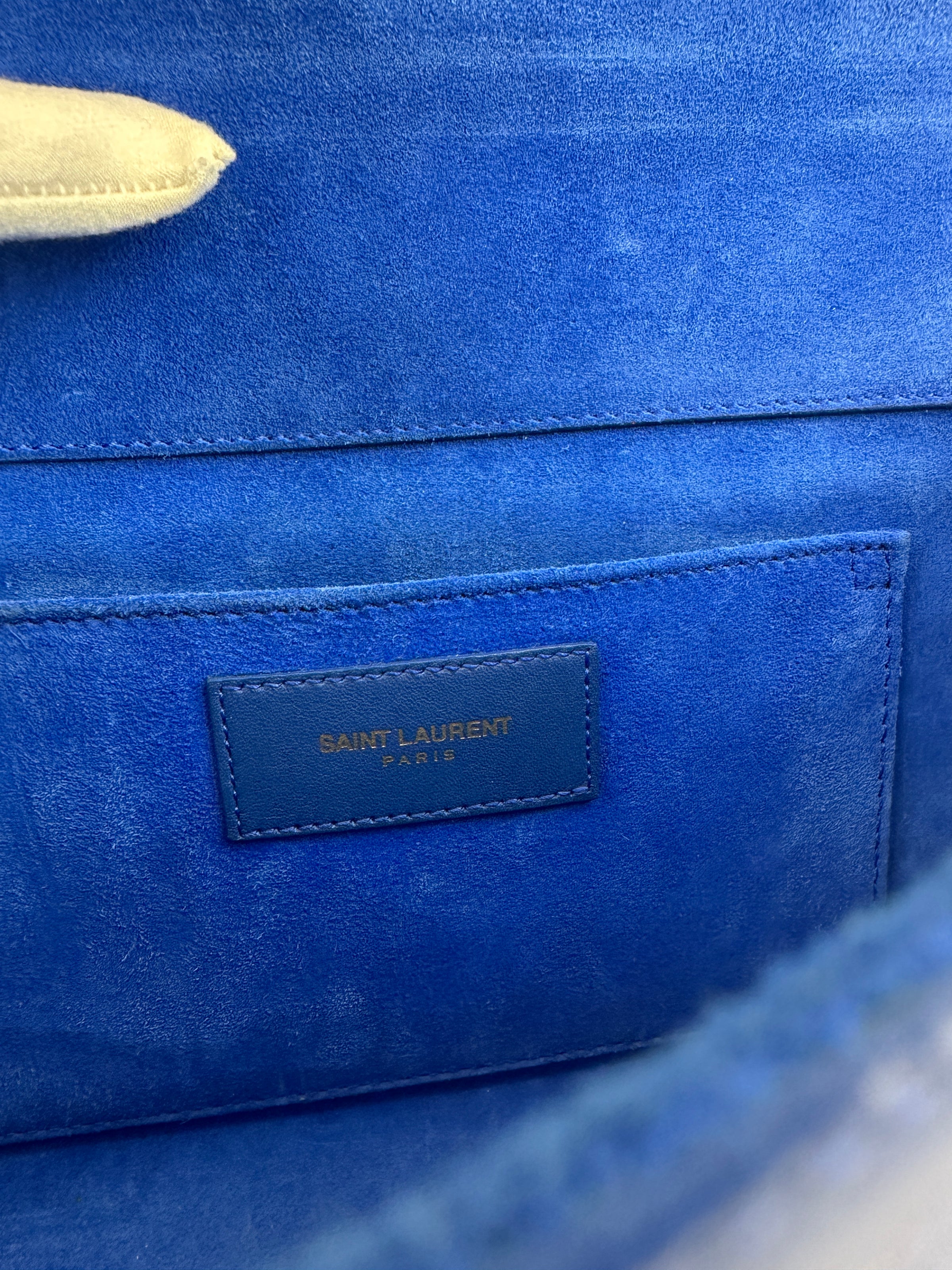 311213 Chyc Y Ligne Blue Calfskin Leather Clutch