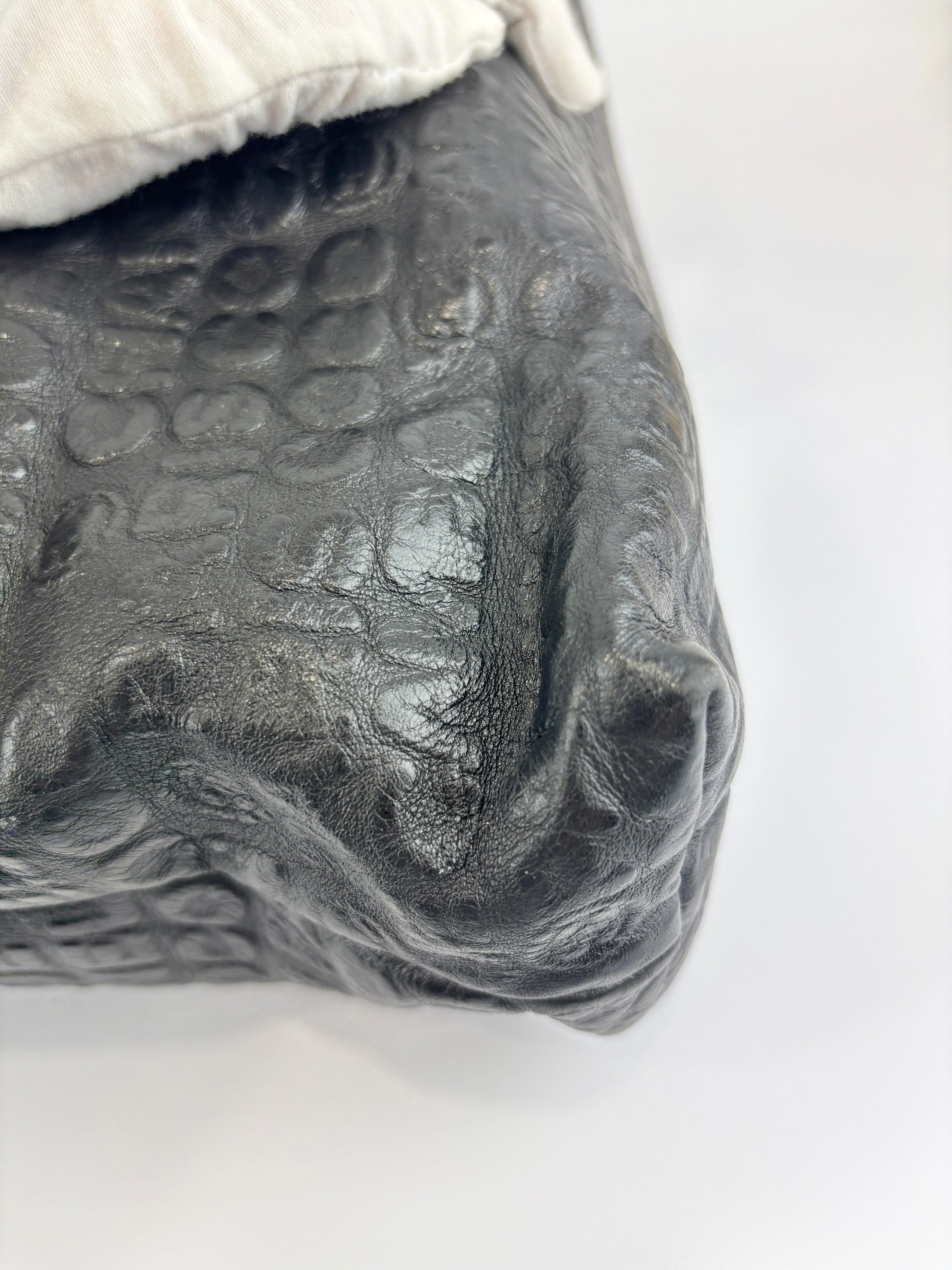 Chanel Black Embossed Calfskin Leather Unlimited Line Drawstring Tote