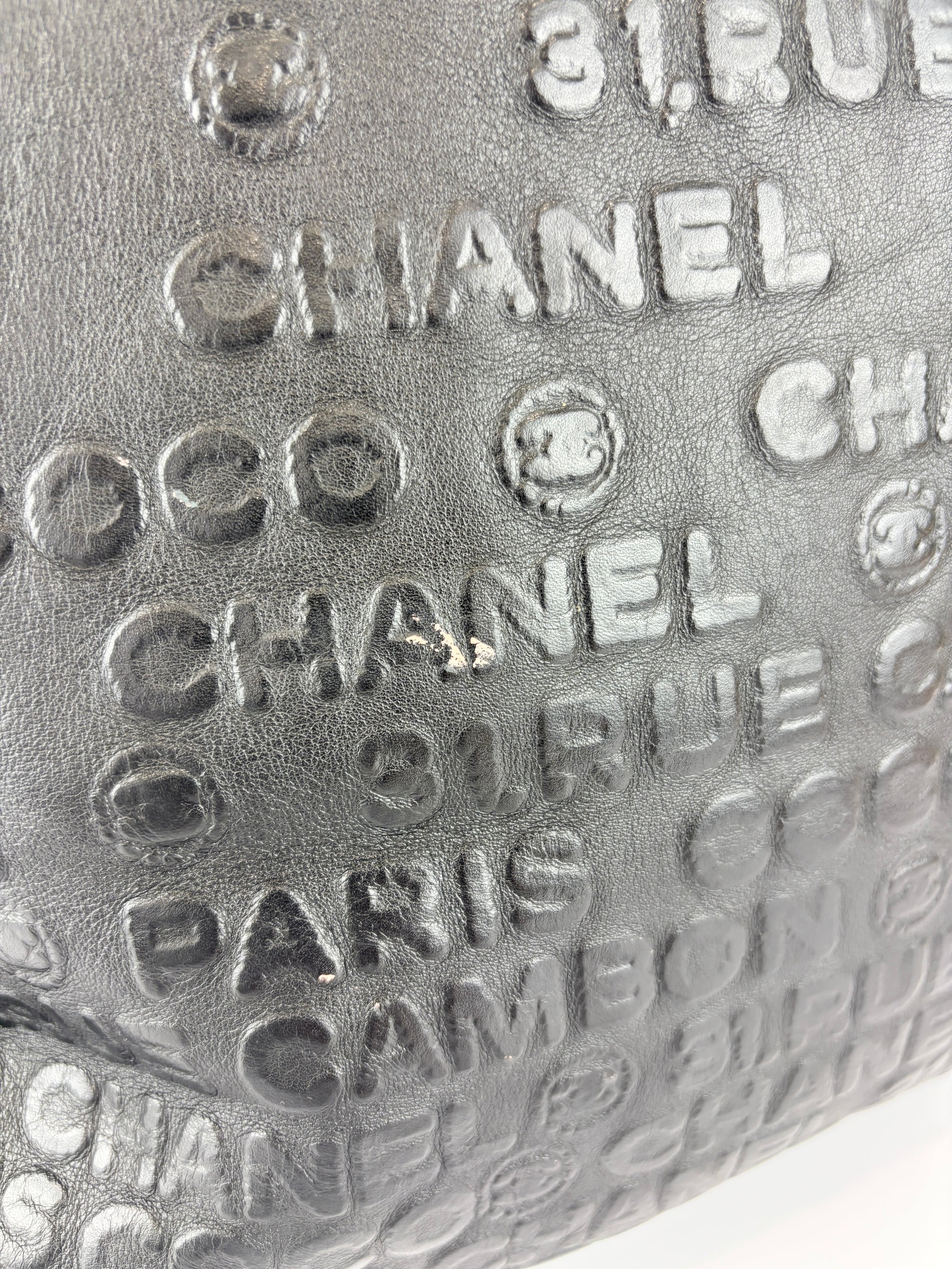 Chanel Black Embossed Calfskin Leather Unlimited Line Drawstring Tote