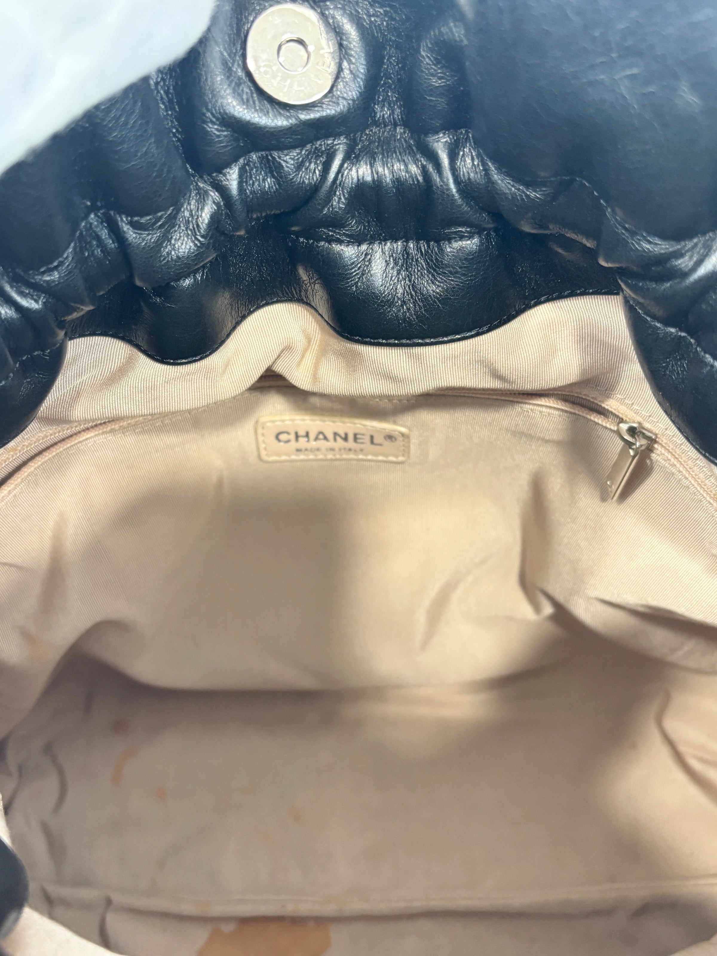 Chanel Black Embossed Calfskin Leather Unlimited Line Drawstring Tote
