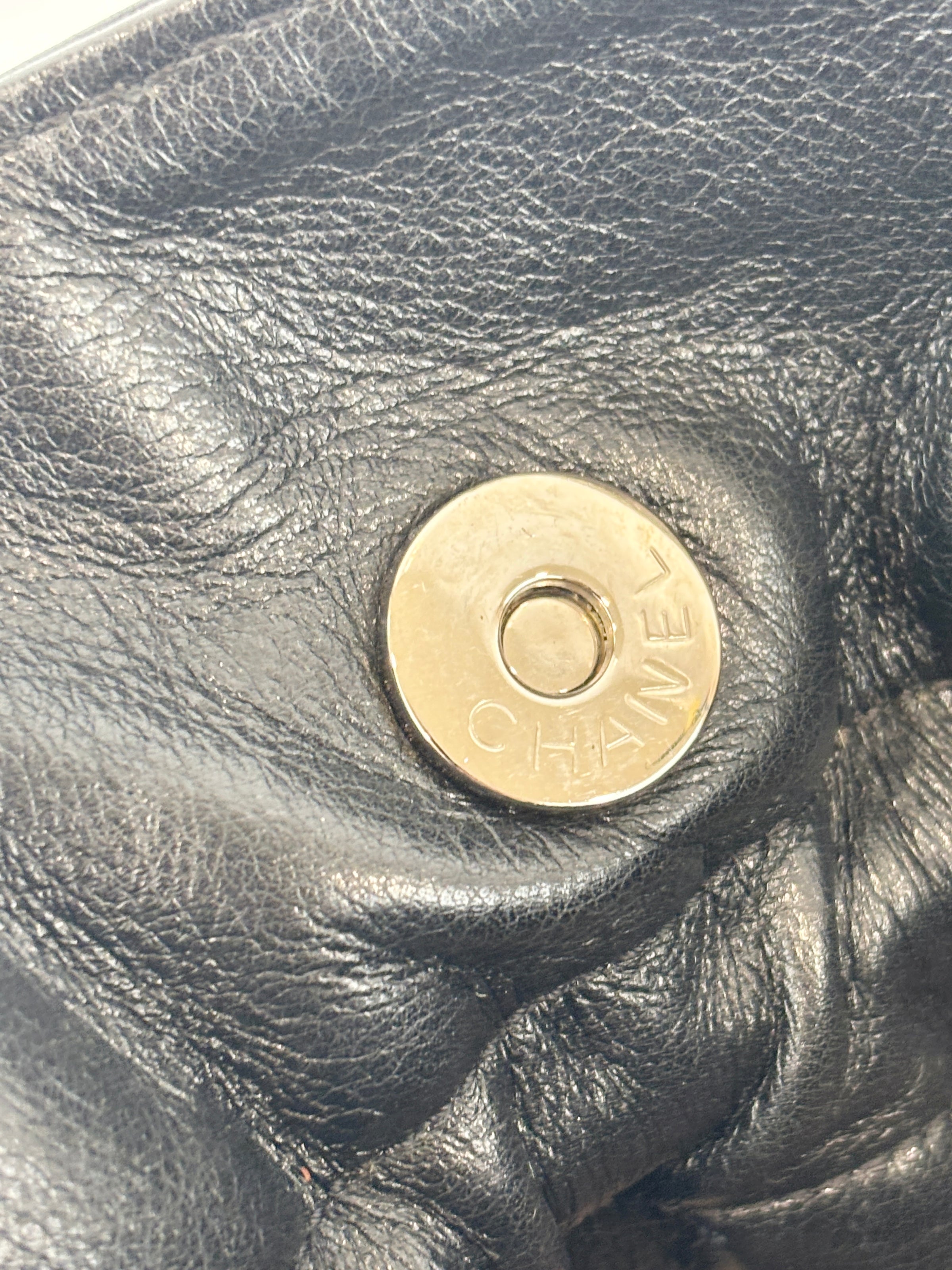Chanel Black Embossed Calfskin Leather Unlimited Line Drawstring Tote
