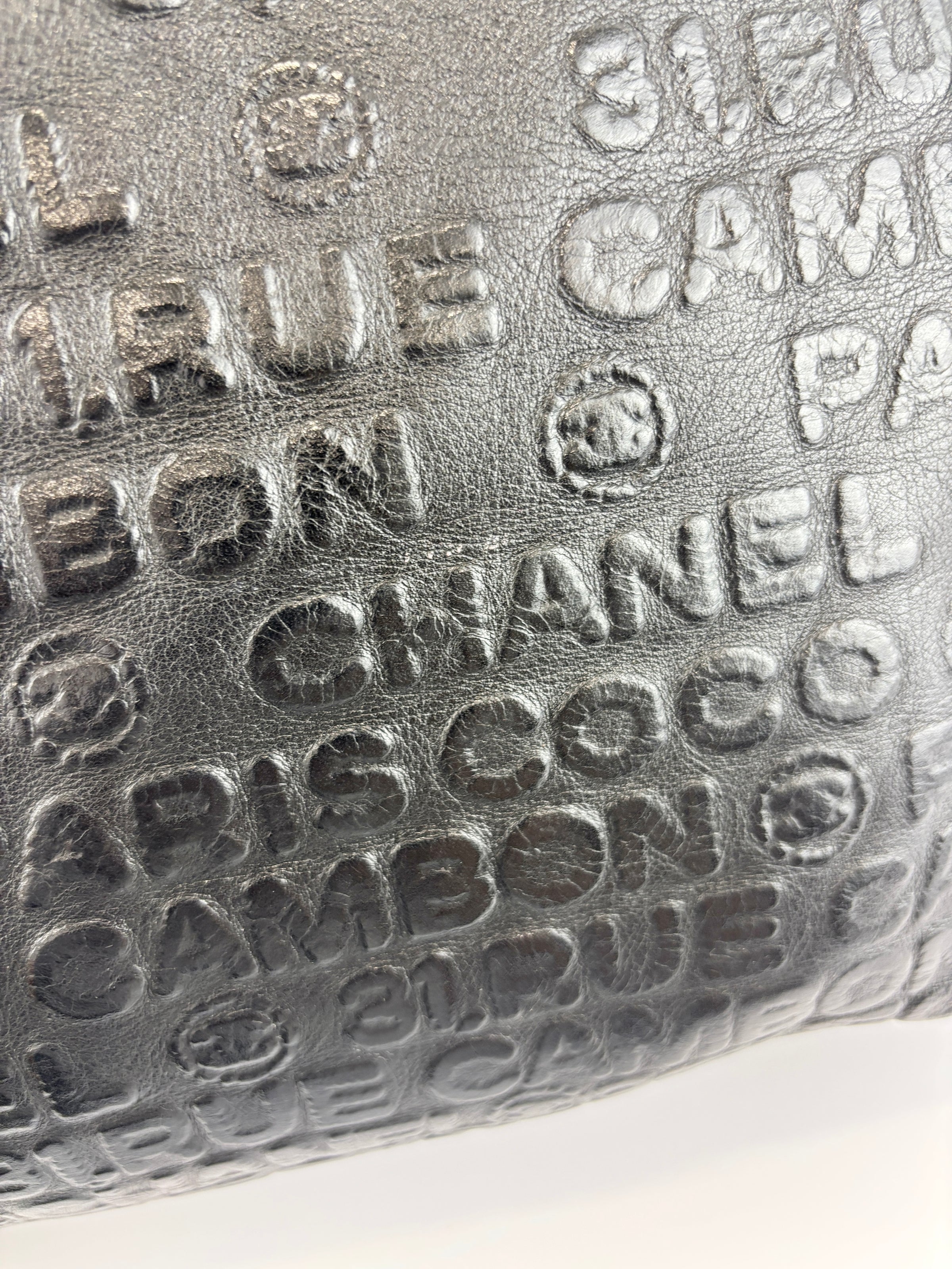 Chanel Black Embossed Calfskin Leather Unlimited Line Drawstring Tote