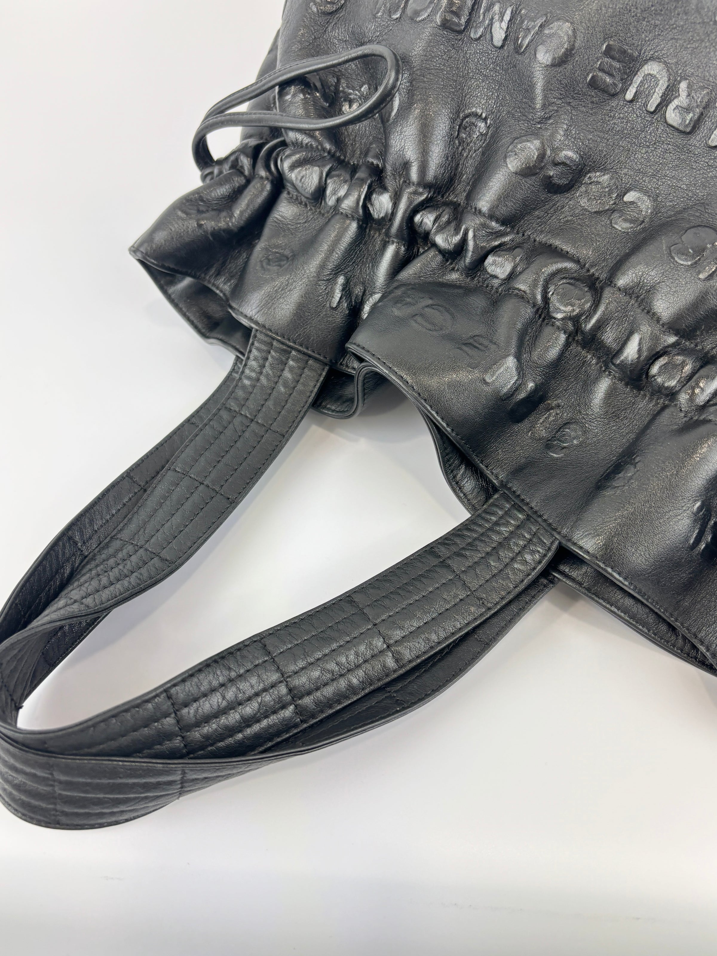 Chanel Black Embossed Calfskin Leather Unlimited Line Drawstring Tote