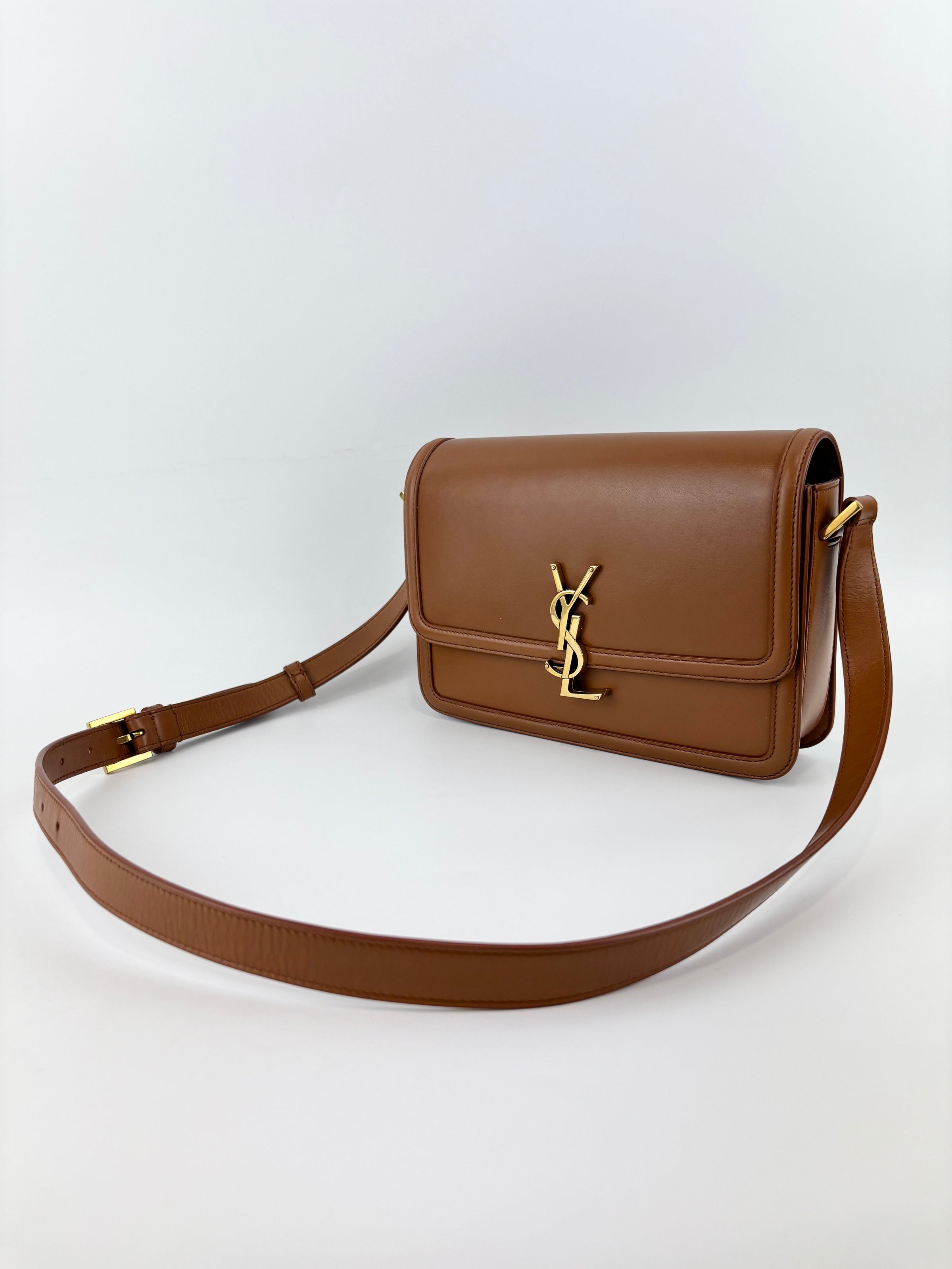 Box Calfskin Monogram Medium Solferino Satchel Natural Tan - Glampot