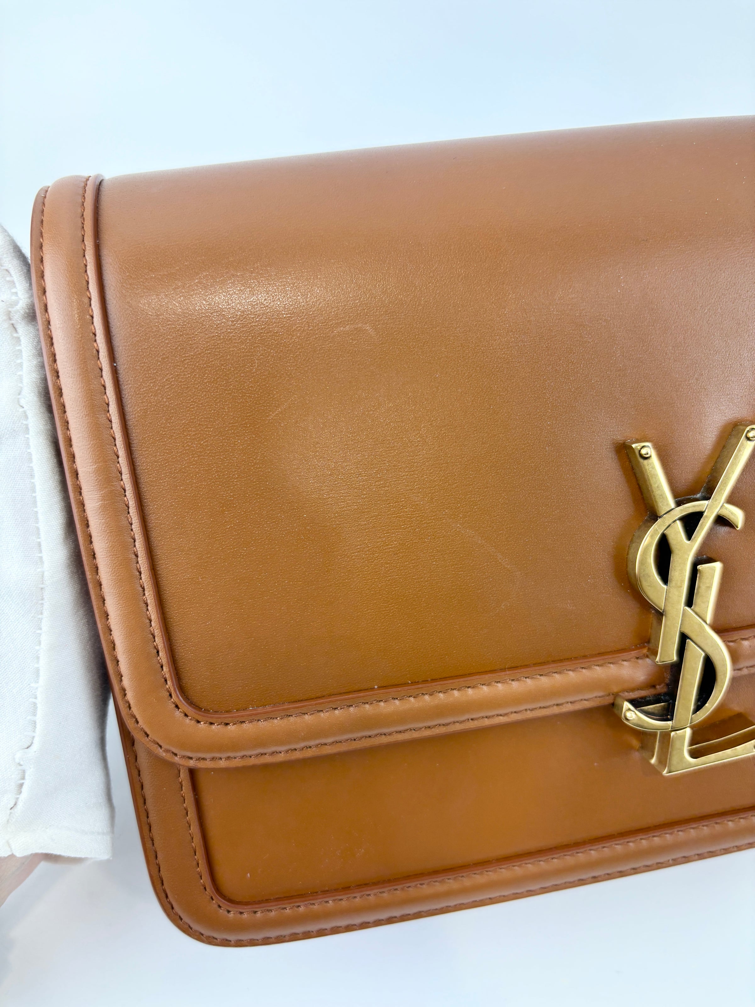 Box Calfskin Monogram Medium Solferino Satchel Natural Tan - Glampot
