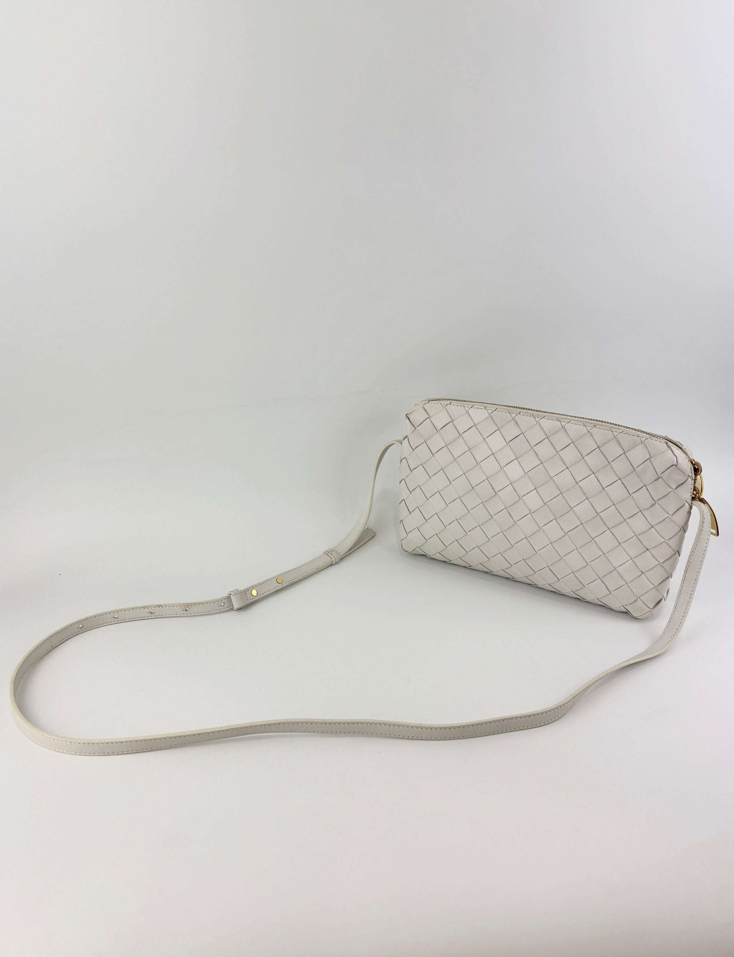 White Intrecciato Camera Bag