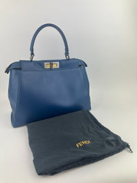 8BN226 Regular Peekaboo Blue Smooth Leather Bag