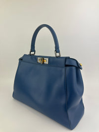 8BN226 Regular Peekaboo Blue Smooth Leather Bag