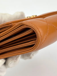 AP1064 C19 Trifold Compact Lambskin Wallet Caramel