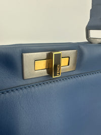 8BN226 Regular Peekaboo Blue Smooth Leather Bag
