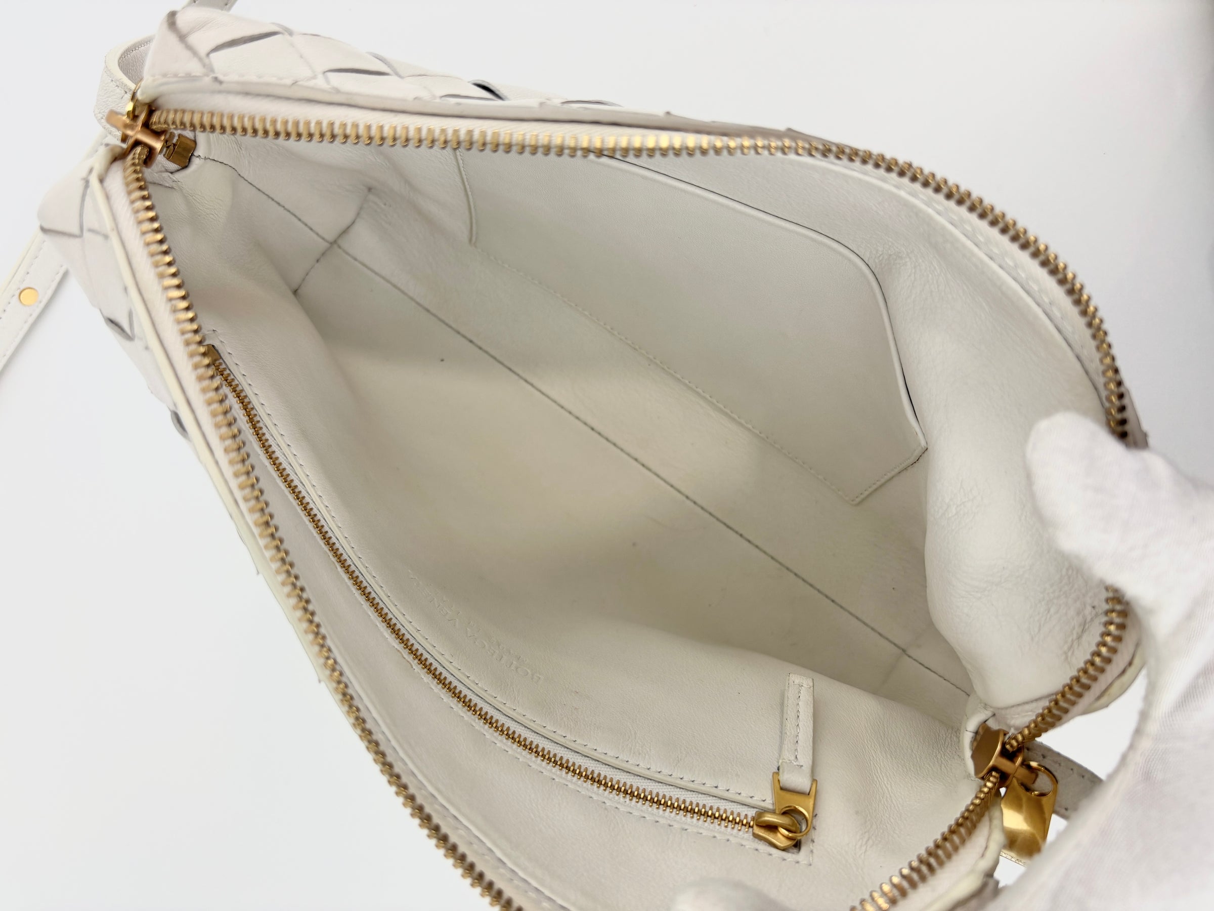 White Intrecciato Camera Bag