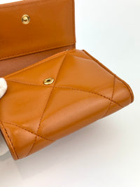 AP1064 C19 Trifold Compact Lambskin Wallet Caramel