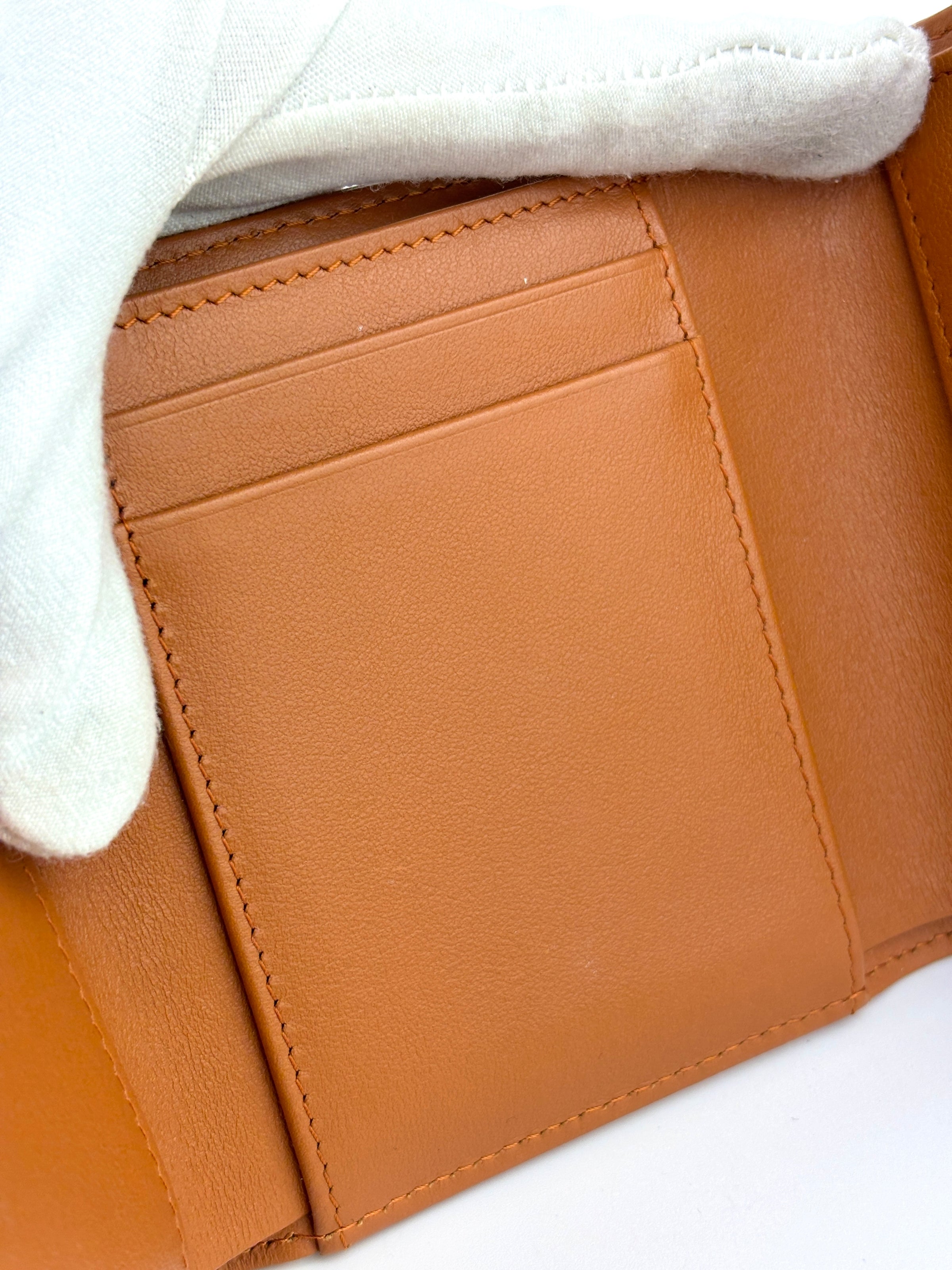AP1064 C19 Trifold Compact Lambskin Wallet Caramel