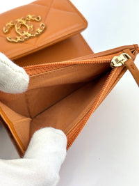 AP1064 C19 Trifold Compact Lambskin Wallet Caramel