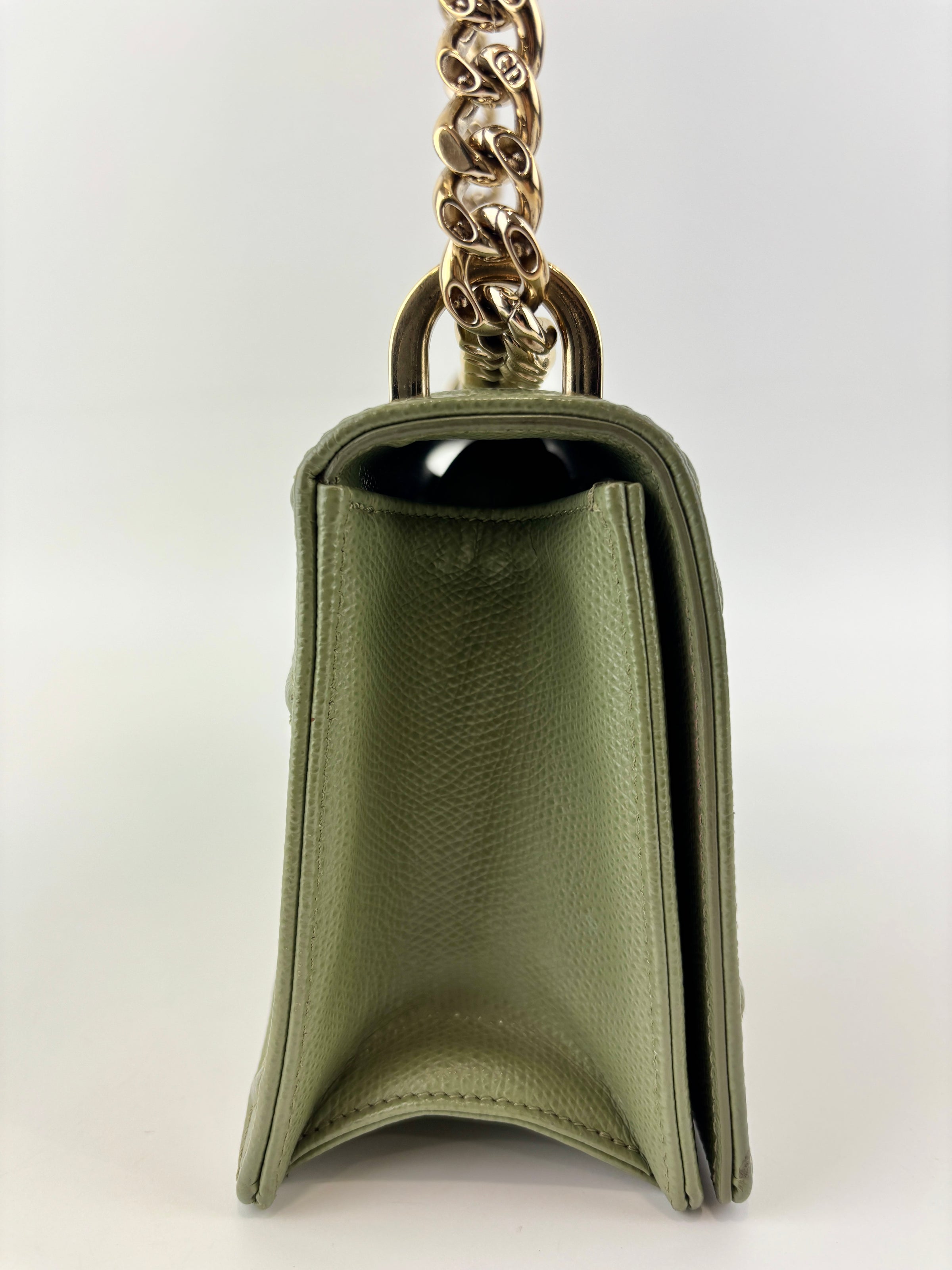 Small Diorama in Light Green Grained Calfskin Leather