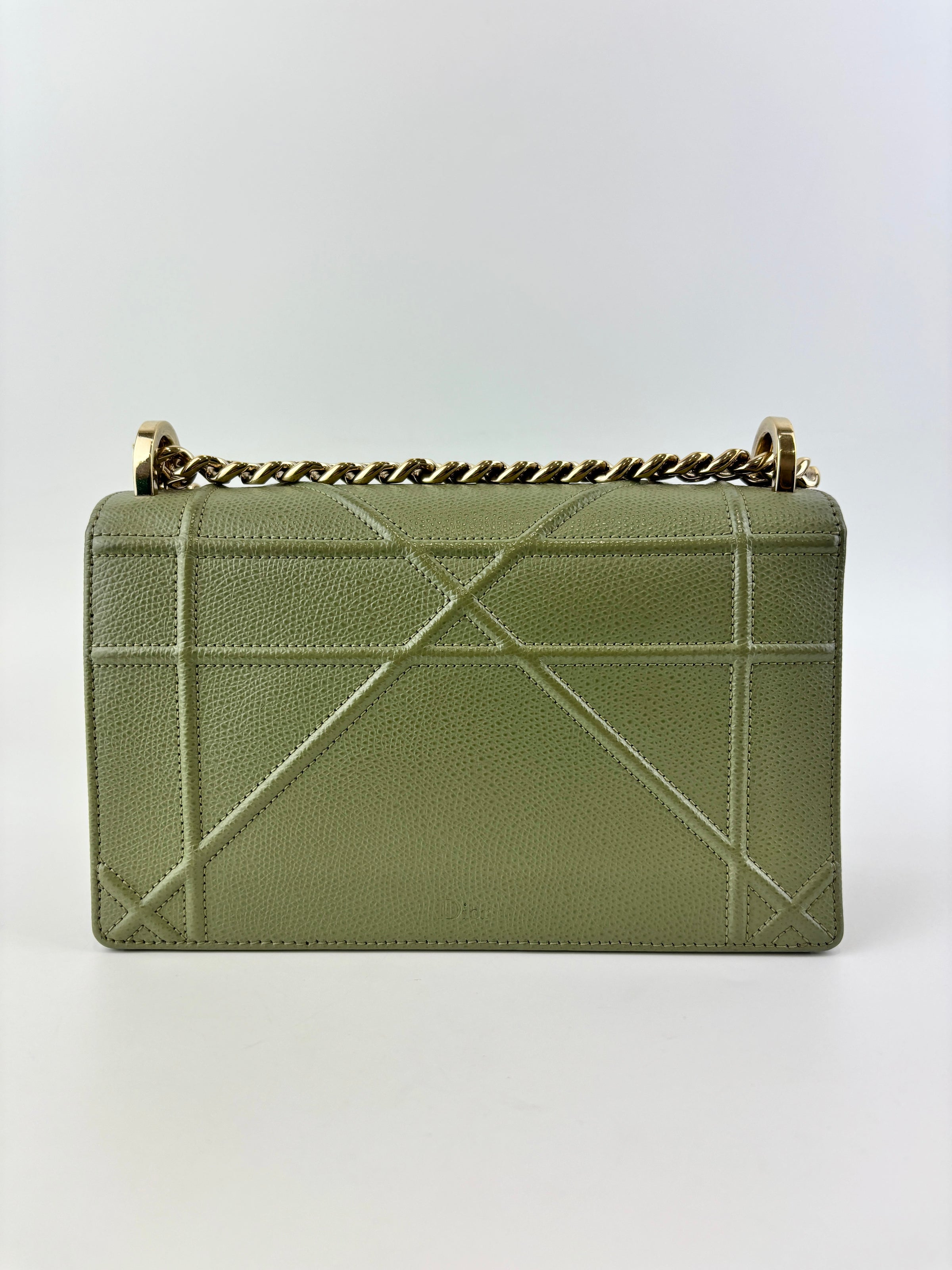 Small Diorama in Light Green Grained Calfskin Leather