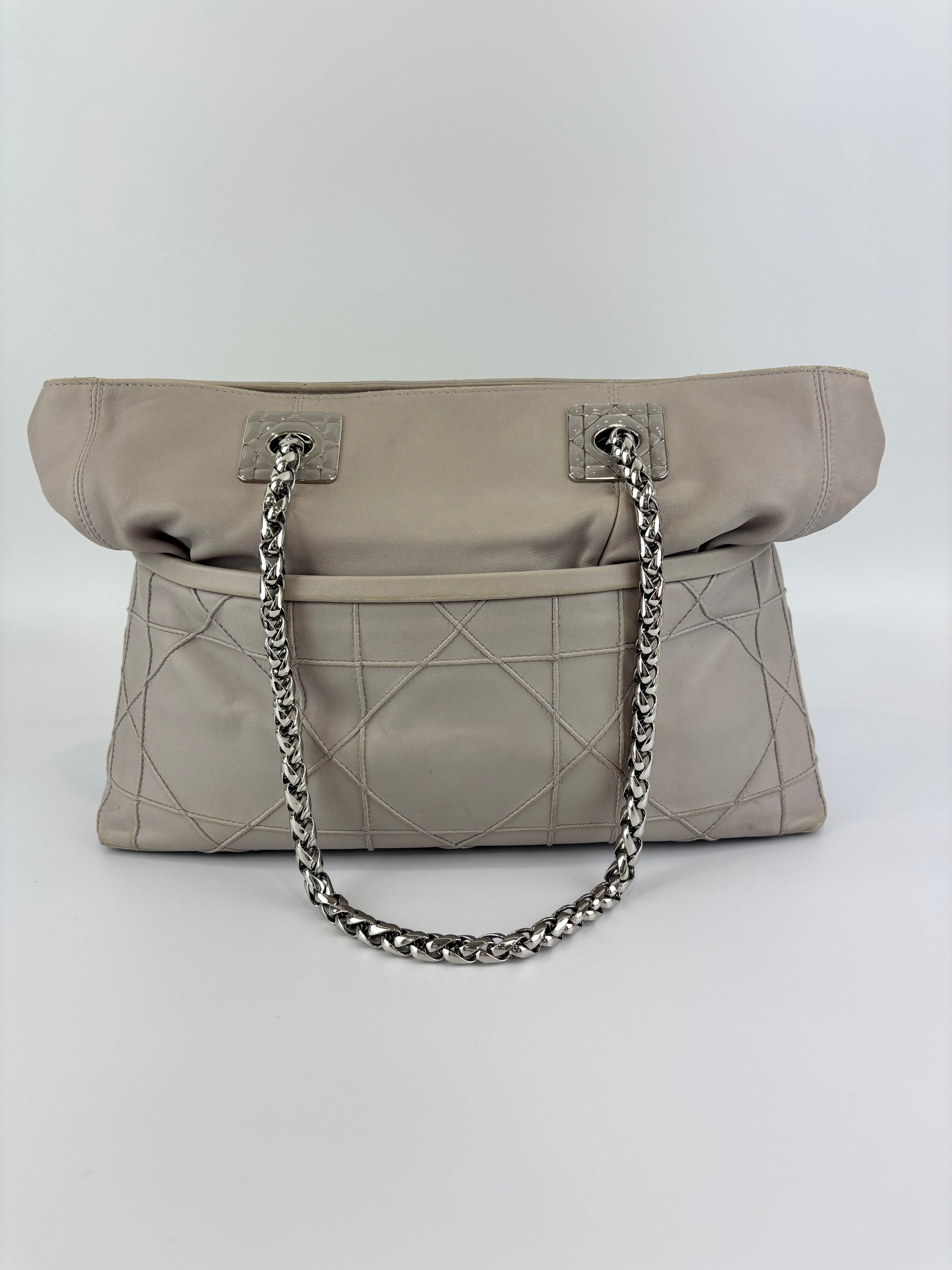Medium Granville Chain Tote in Grey Cannage Lambskin SHW